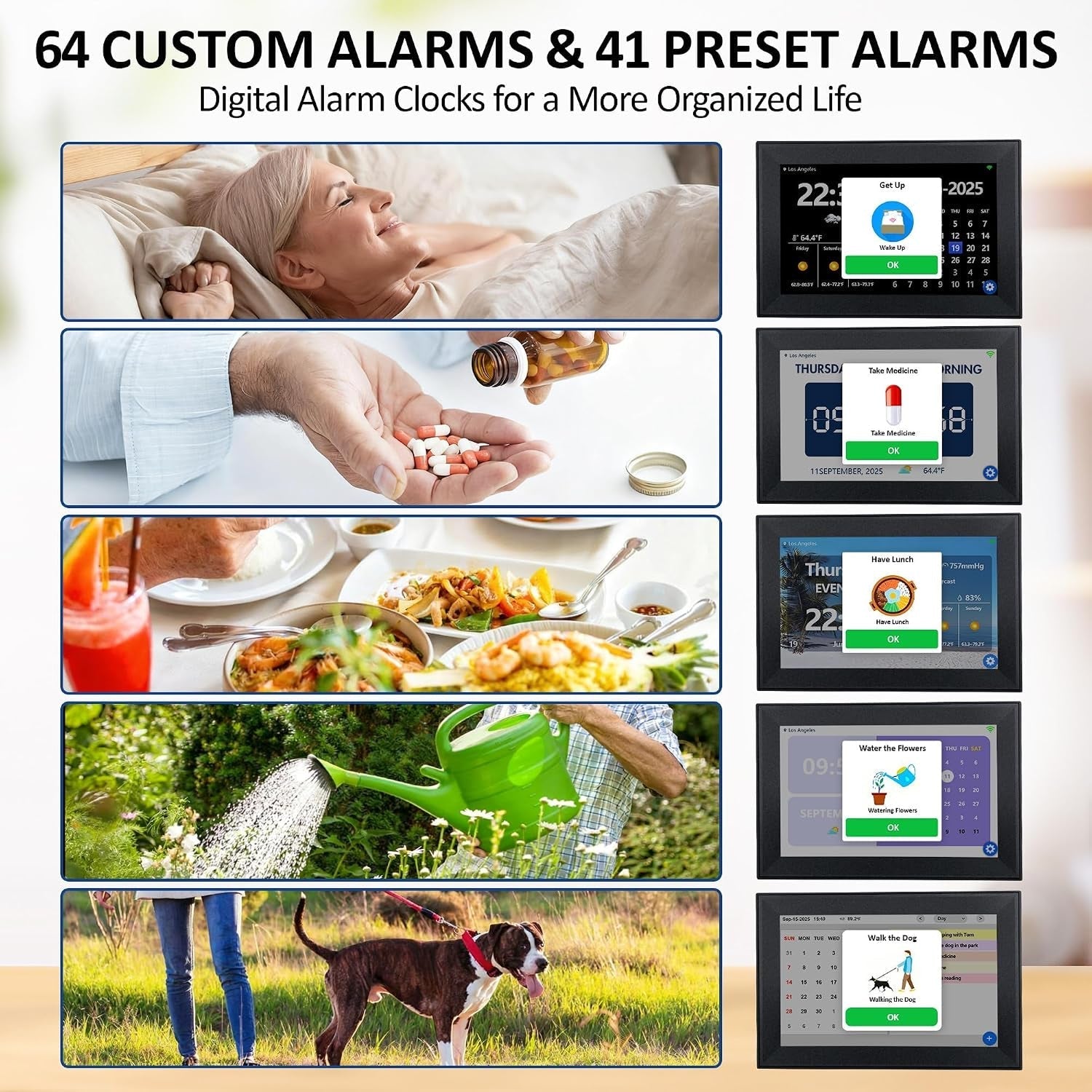 Digital Calendar 10.1-Inch Day Clock for Seniors Medication Alarm