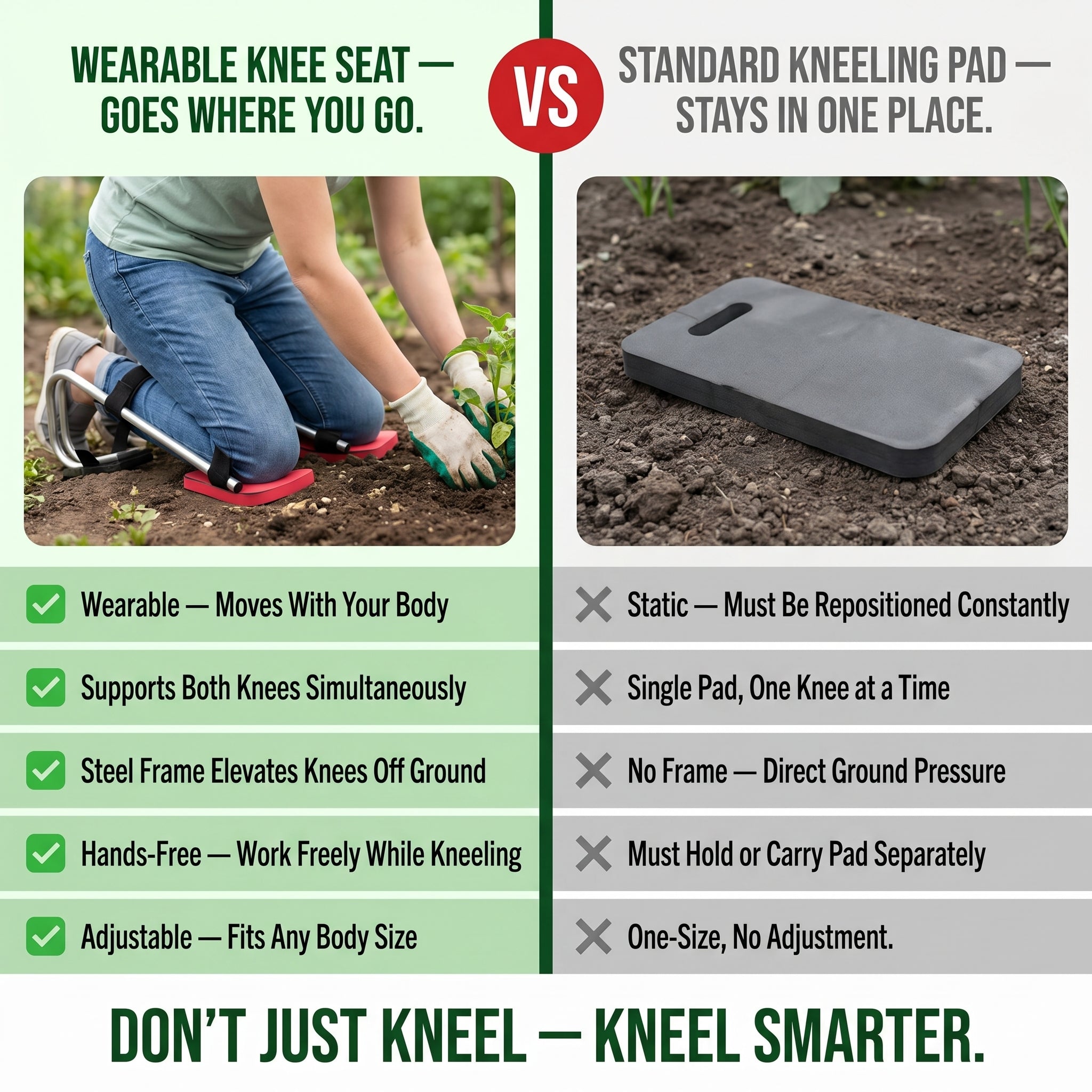 DeniGavik Stainless Steel Foldable Garden Kneeler with EVA Cushion