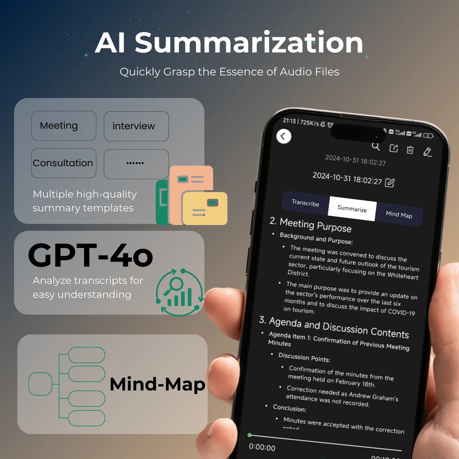 AI Voice Recorder 102 Language Transcription Speech-to-Text Transcriber