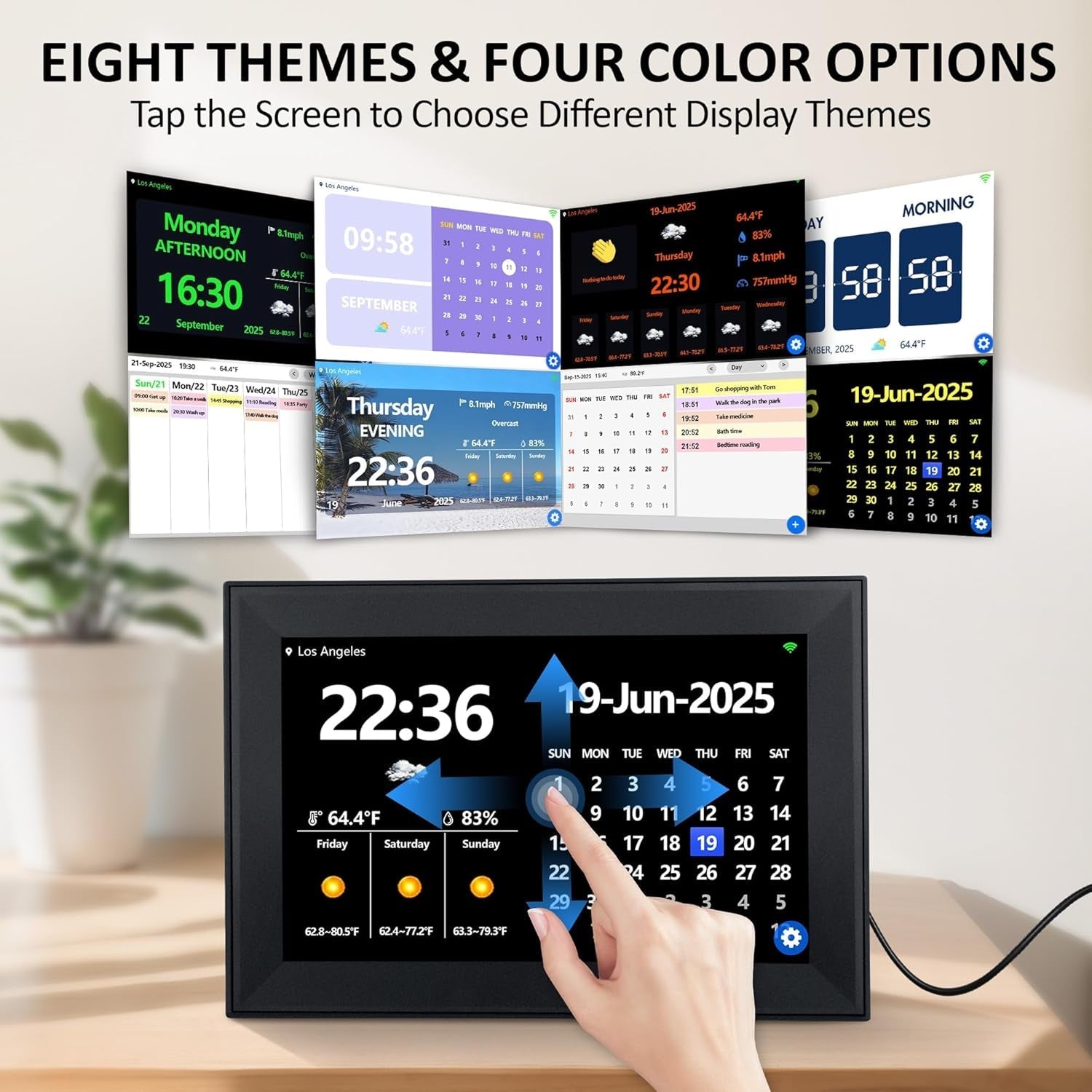 Digital Calendar 10.1-Inch Day Clock for Seniors Medication Alarm