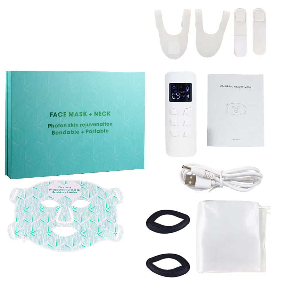 FaciRuby 8-Color LED Red Light Therapy Mask for Face and Neck