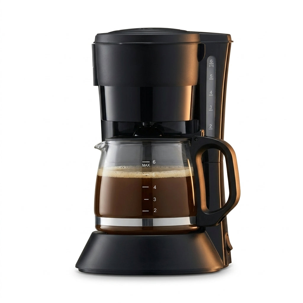 AronClix Drip Coffee Maker 600W Stainless Steel Compact with Reusable Filter & Hot Plate