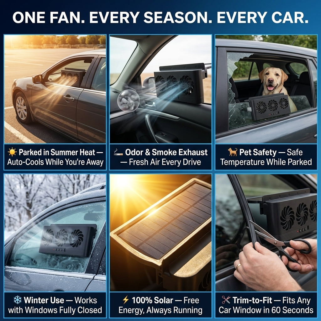 PiepelMos Triple Solar Car Fan Ventilation System