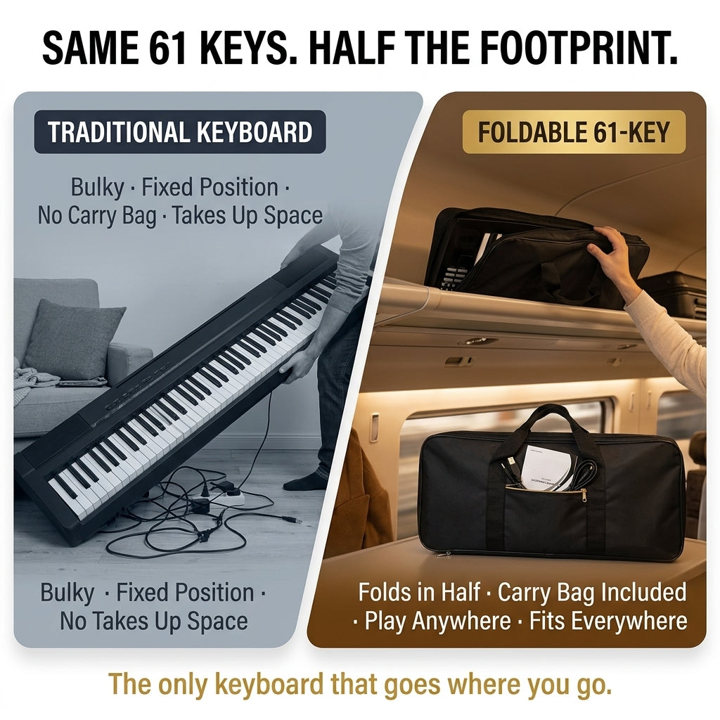 NoteArop 61-Key Foldable Electronic Piano Portable Keyboard