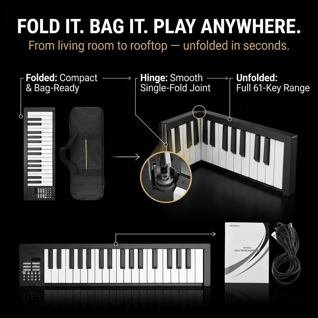 NoteArop 61-Key Foldable Electronic Piano Portable Keyboard