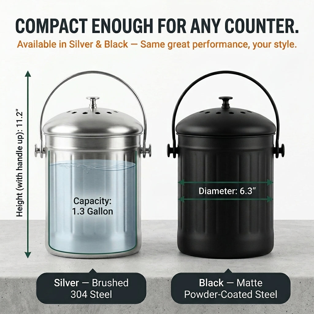 CopixKit Countertop Compost Bin Stainless Steel with Odor Filter