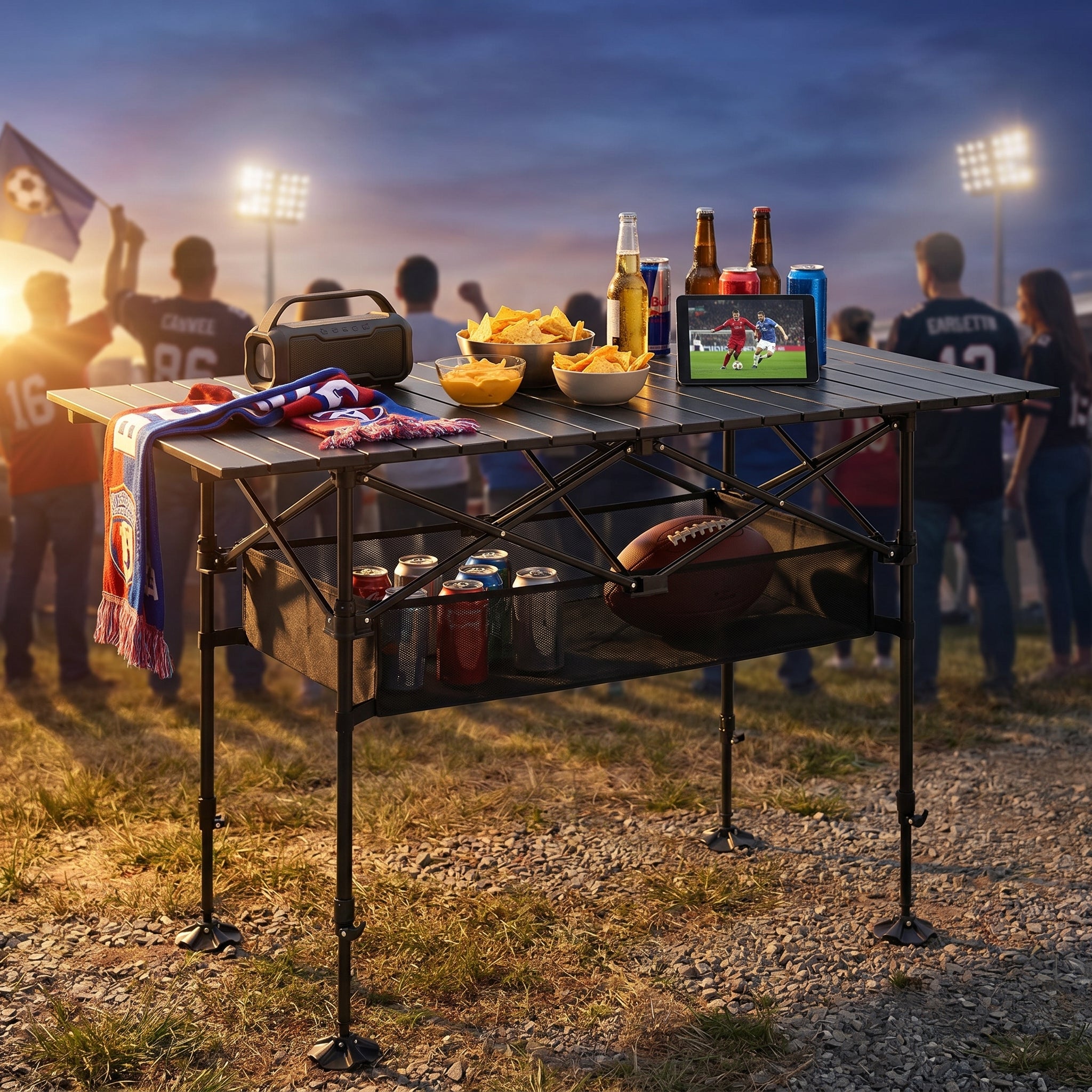 PimiTabix Portable Folding Camping & Picnic Table with Adjustable Height