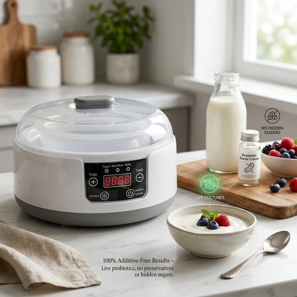 Yogurt Maker Machine - Electric Yogurt Machine with Temperature Control and Glass Jars