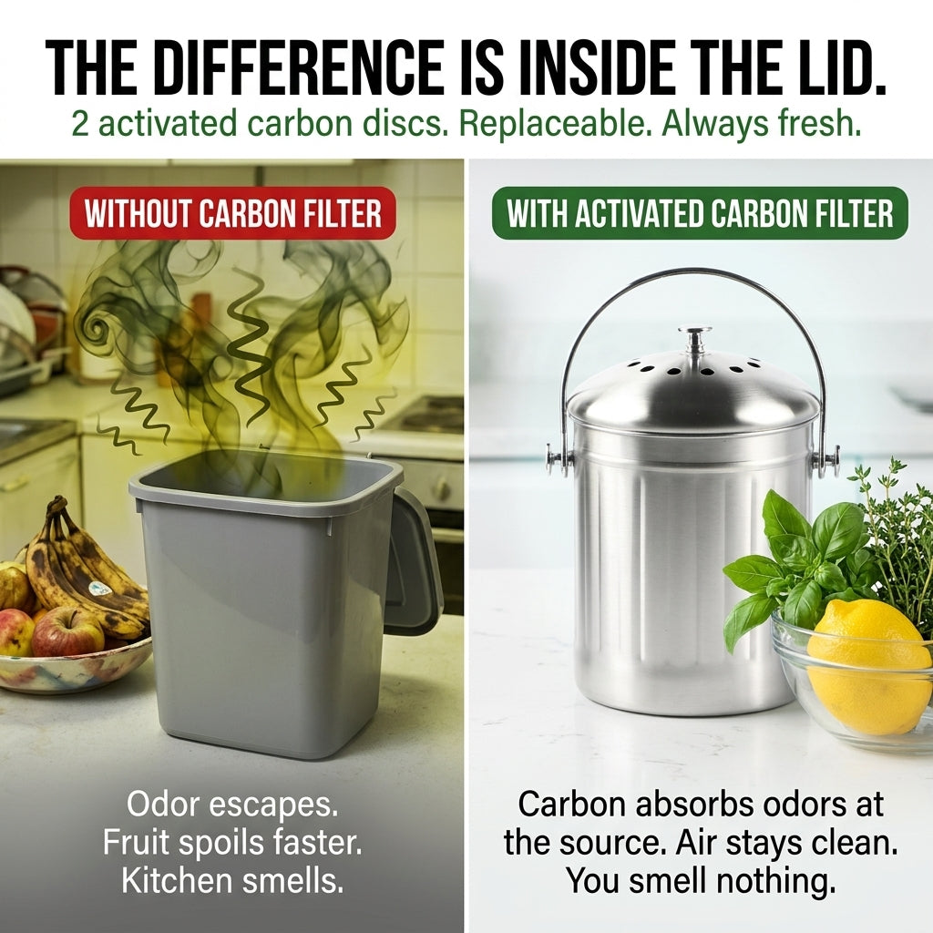 CopixKit Countertop Compost Bin Stainless Steel with Odor Filter