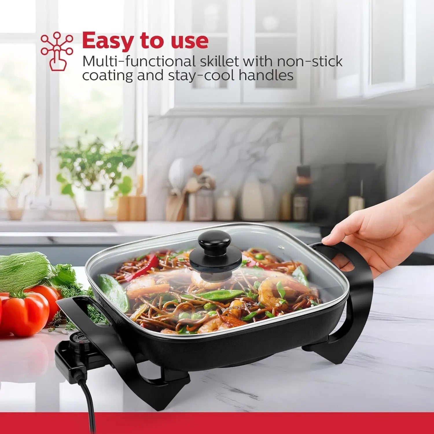 EltroPix 1400W Electric Skillet with Non-Stick Surface