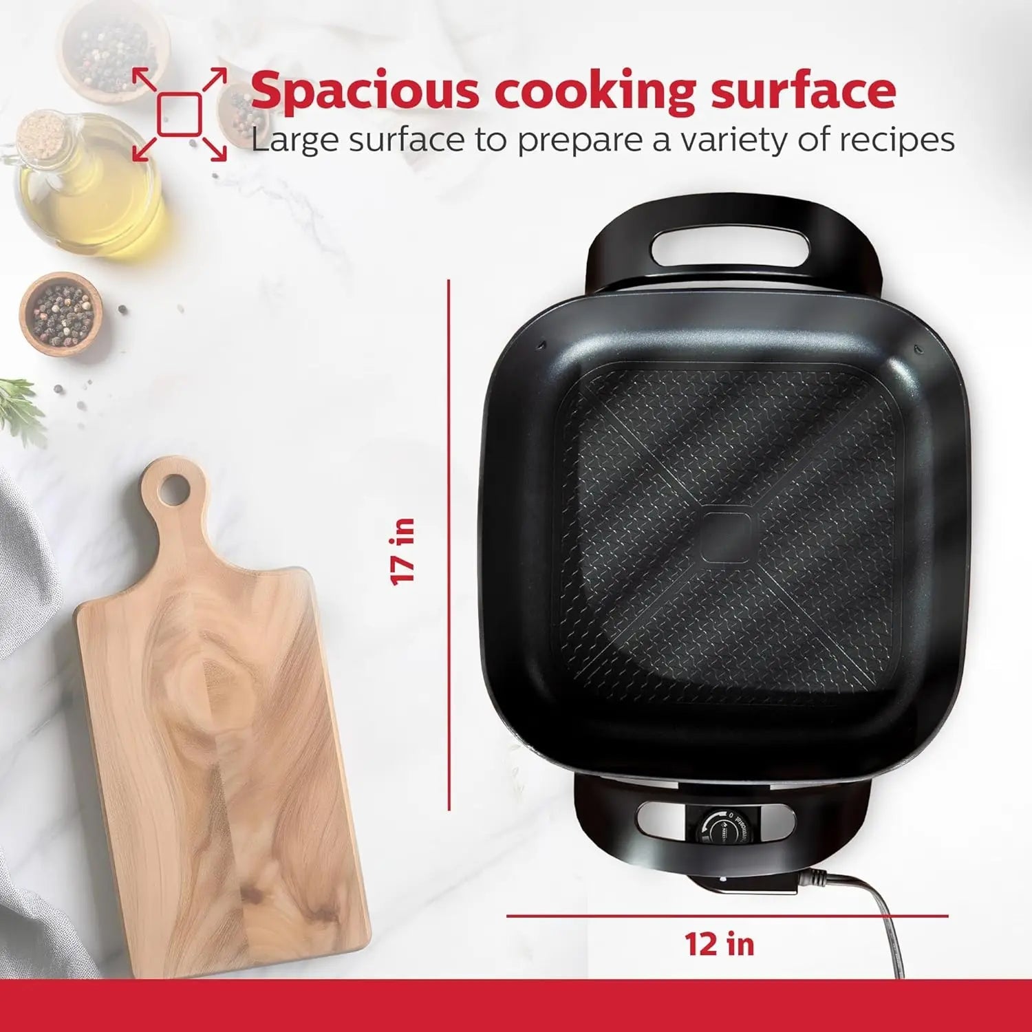 EltroPix 1400W Electric Skillet with Non-Stick Surface