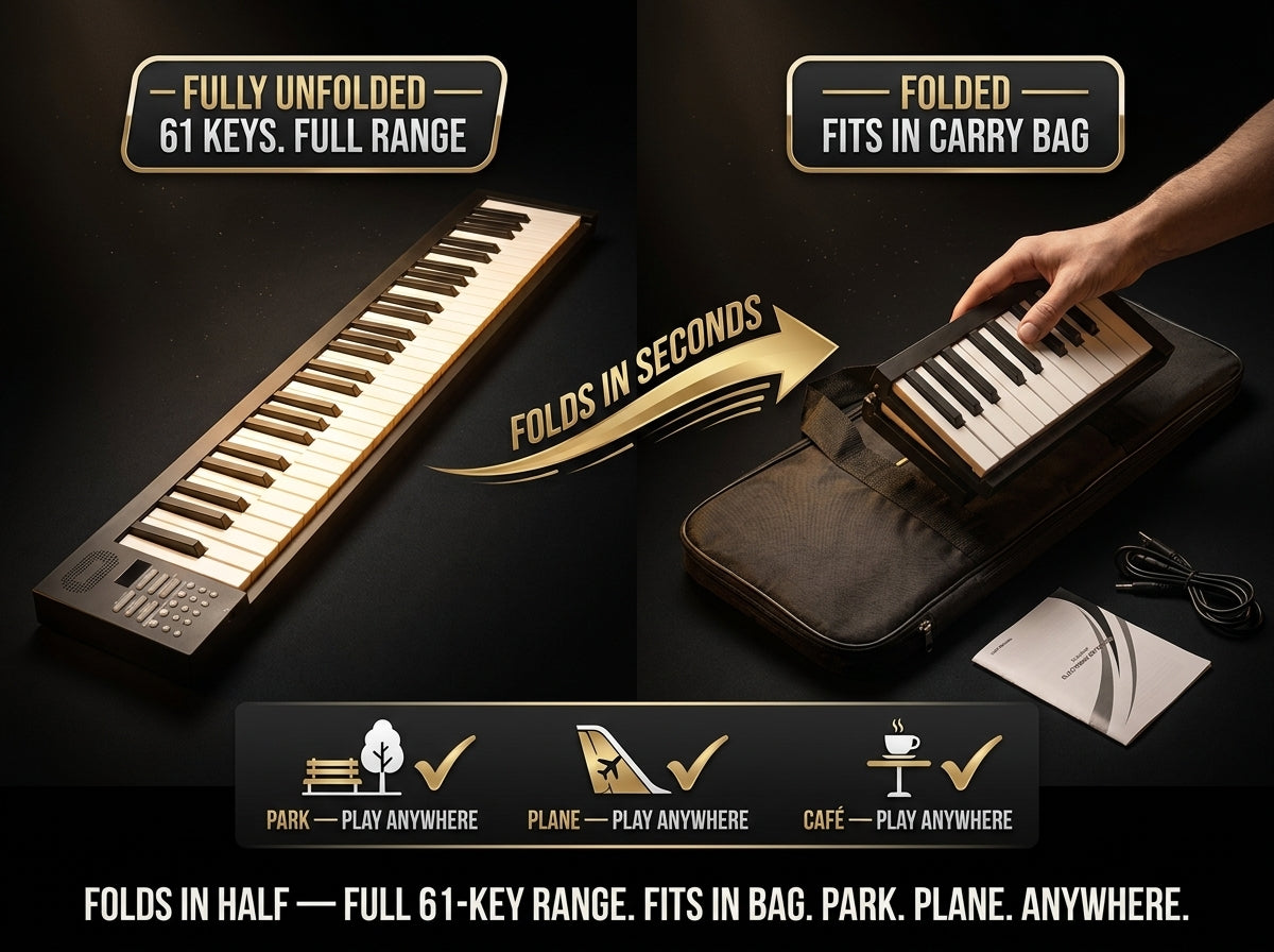 NoteArop 61-Key Foldable Electronic Piano Portable Keyboard