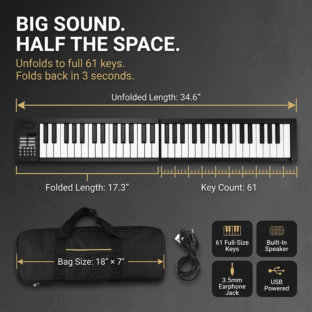NoteArop 61-Key Foldable Electronic Piano Portable Keyboard