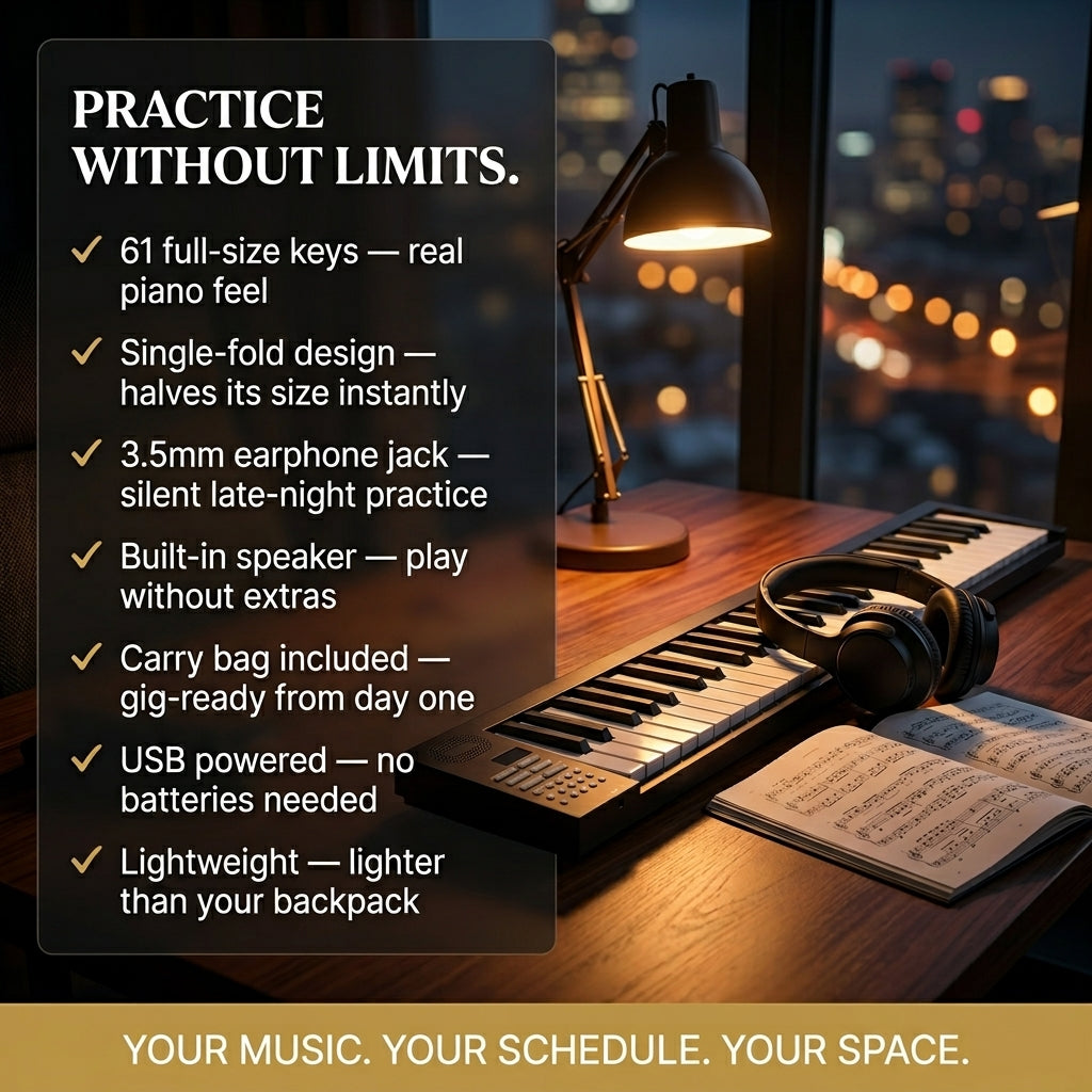 NoteArop 61-Key Foldable Electronic Piano Portable Keyboard