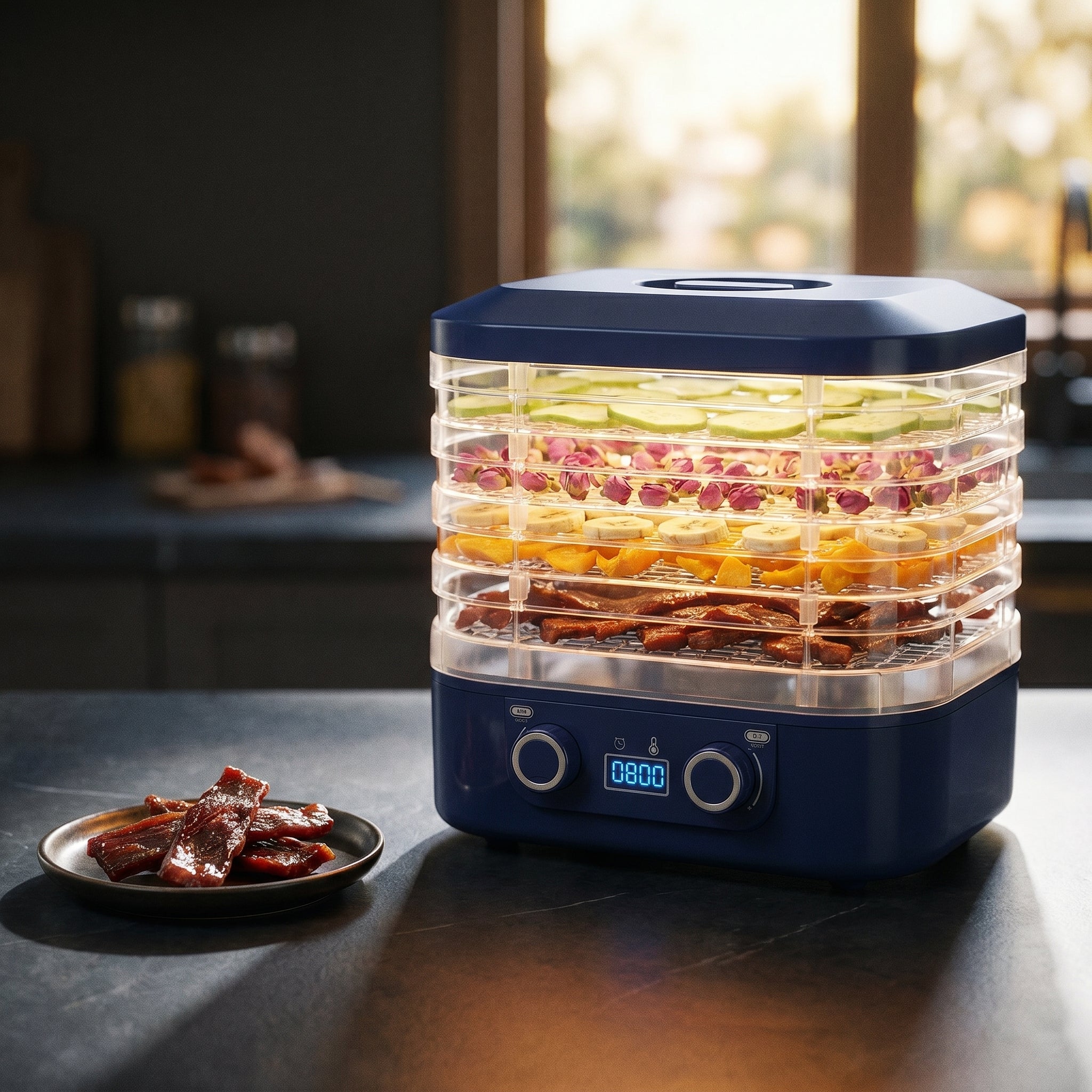 CrispDehy 5-Tray Food Dehydrator with LED Control