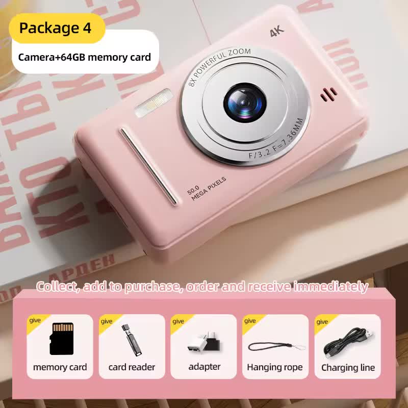 CamTipco 50MP Digital Camera 4K UHD 8X Zoom Compact Vlogging Cam with Anti-Shake