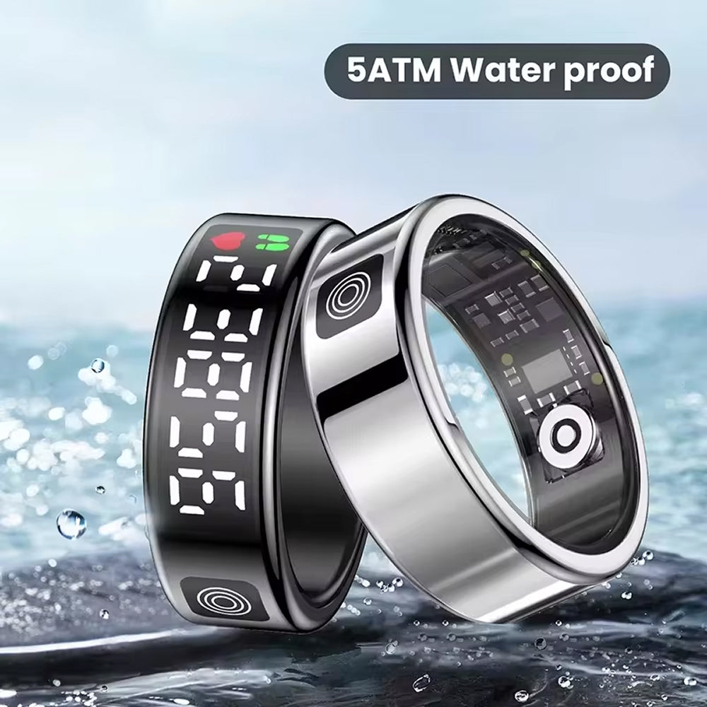 SmaxPino Smart Ring with 24/7 Heart Rate Monitoring, Gesture Control Display, 5ATM Waterproofing and GPS Sport Tracking