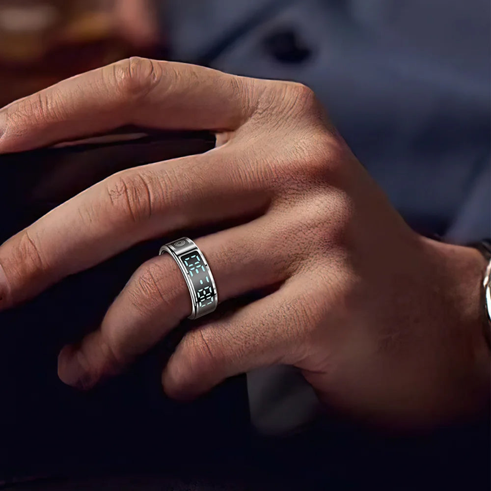 SmaxPino Smart Ring with 24/7 Heart Rate Monitoring, Gesture Control Display, 5ATM Waterproofing and GPS Sport Tracking