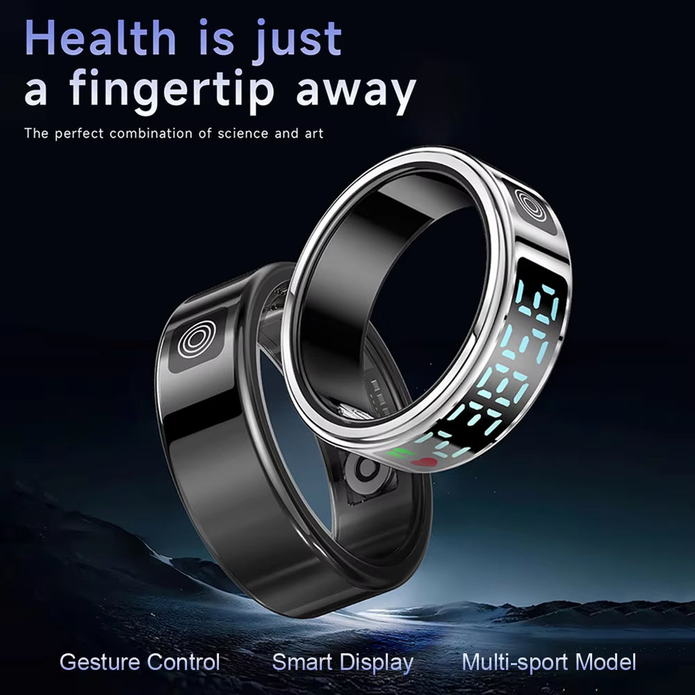 SmaxPino Smart Ring with 24/7 Heart Rate Monitoring, Gesture Control Display, 5ATM Waterproofing and GPS Sport Tracking