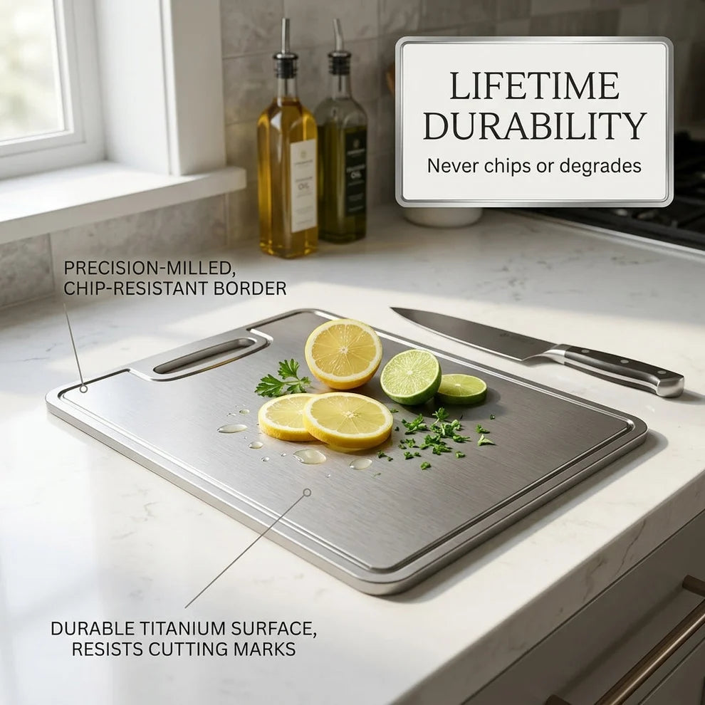 EciChop Pure Titanium Cutting Board | Non-Toxic & Antibacterial