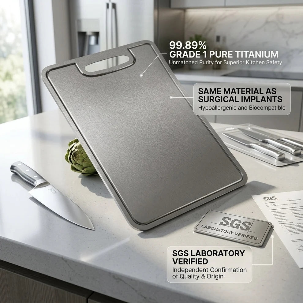 EciChop Pure Titanium Cutting Board | Non-Toxic & Antibacterial