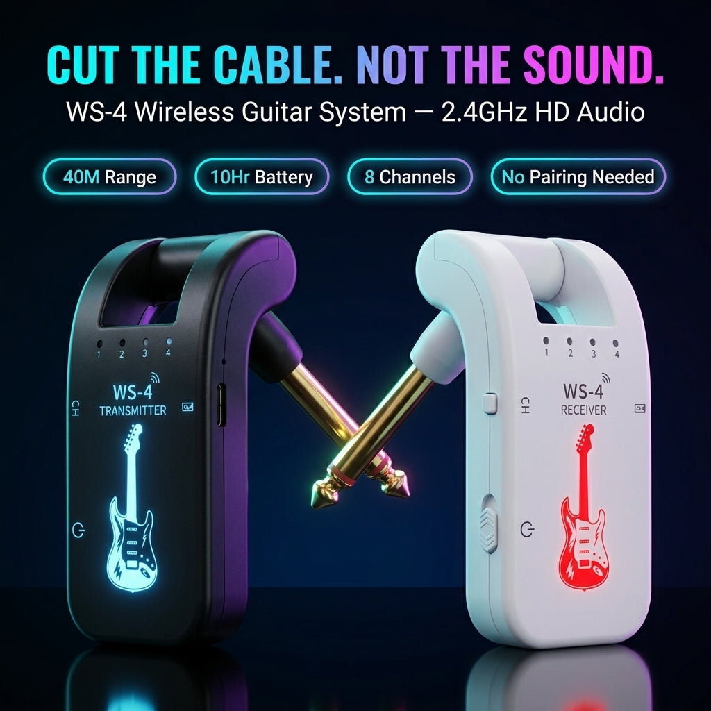InsMazid Wireless Guitar Transmitter Receiver 2.4GHz 48k HD Audio System
