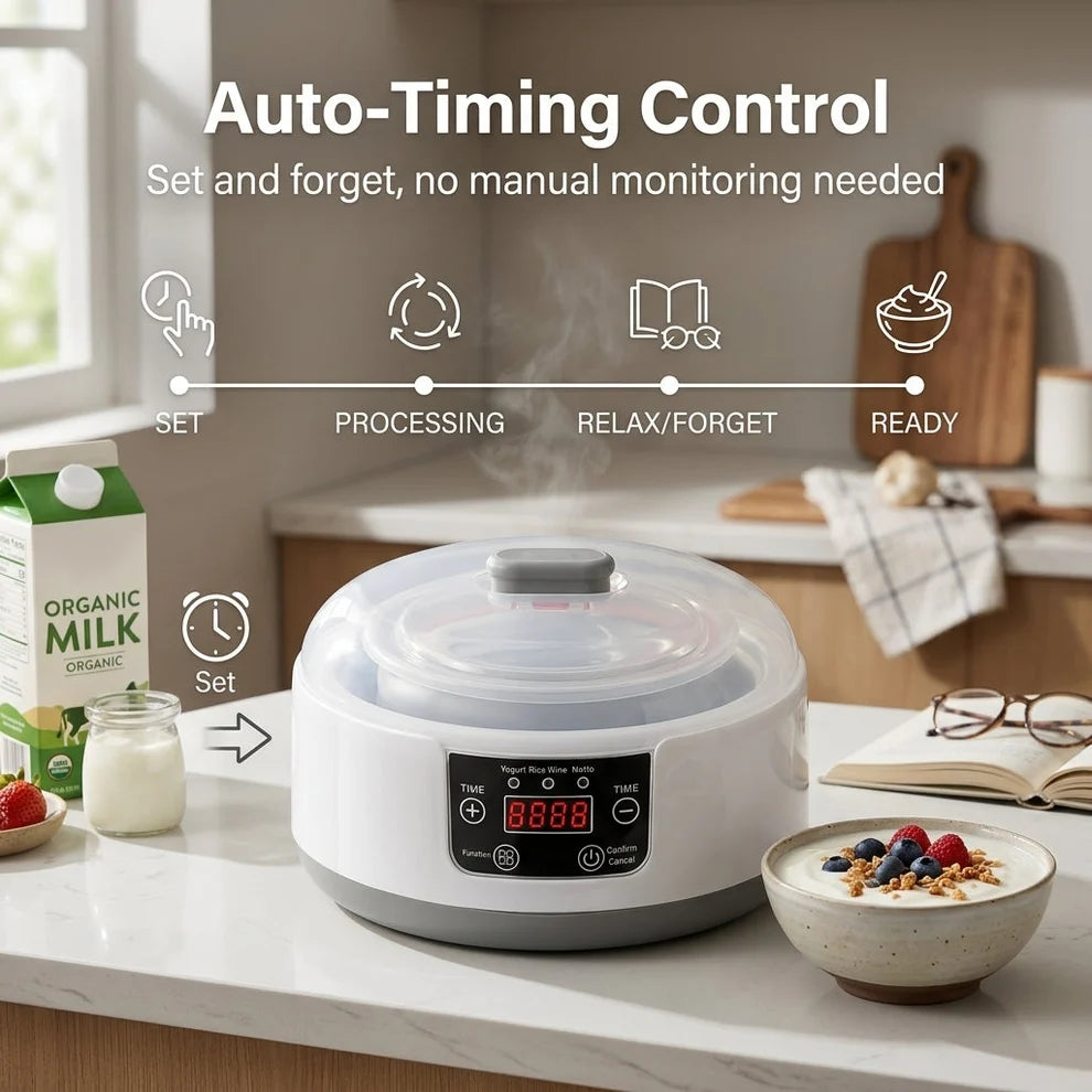 Yogurt Maker Machine - Electric Yogurt Machine with Temperature Control and Glass Jars