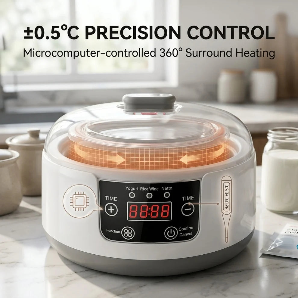 Yogurt Maker Machine - Electric Yogurt Machine with Temperature Control and Glass Jars