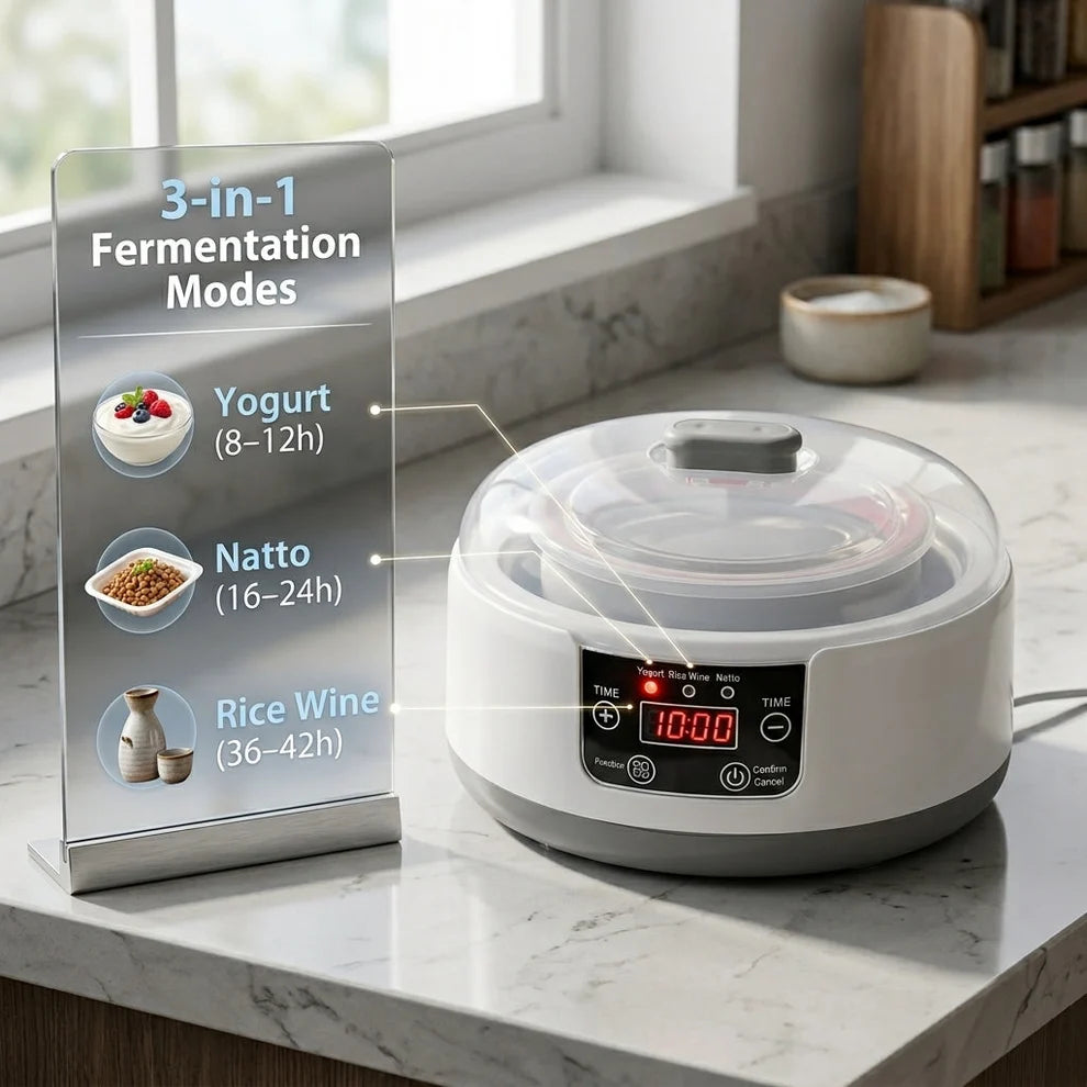 Yogurt Maker Machine - Electric Yogurt Machine with Temperature Control and Glass Jars