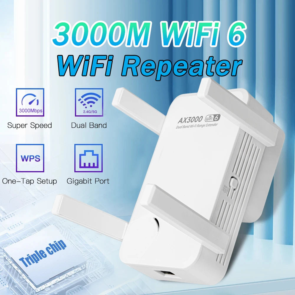 AcessOzi 3000Mbps WiFi 6 Extender for Home