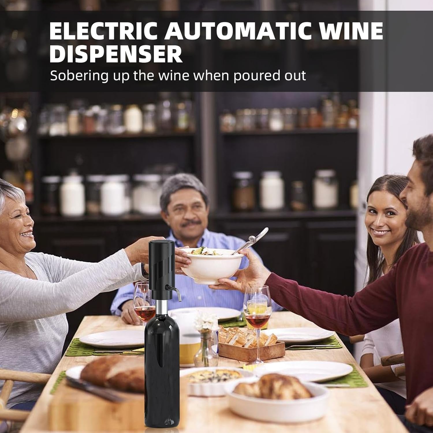 AciWemi Electric Wine Aerator and Pourer with USB Type-C Charging, Instant 20-Minute Decanting Effect and 30-Bottle Battery Life