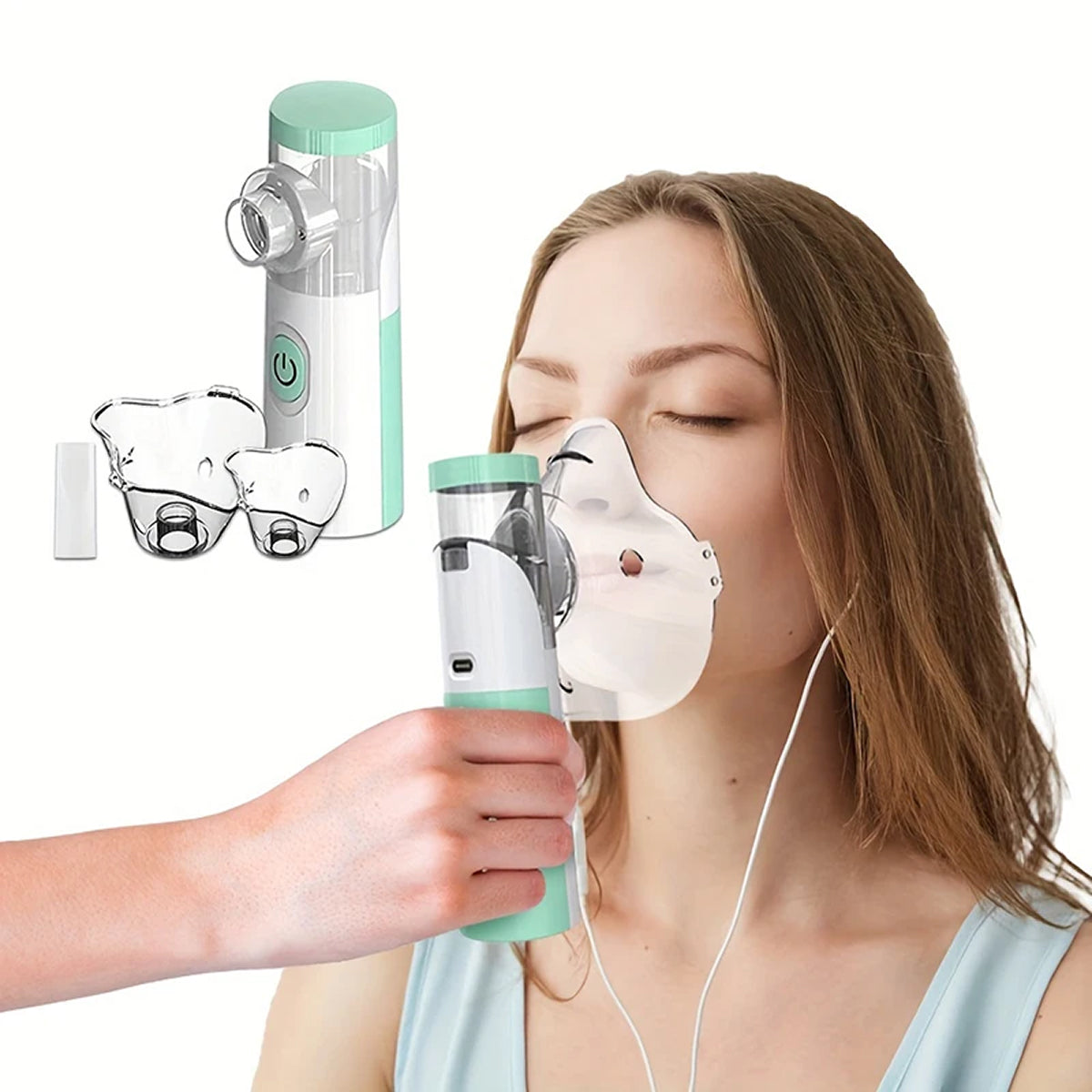 AeroEzex Portable Mesh Nebulizer - Whisper-Quiet, 1-3 Micron Fine Mist, 45° Leak-Proof