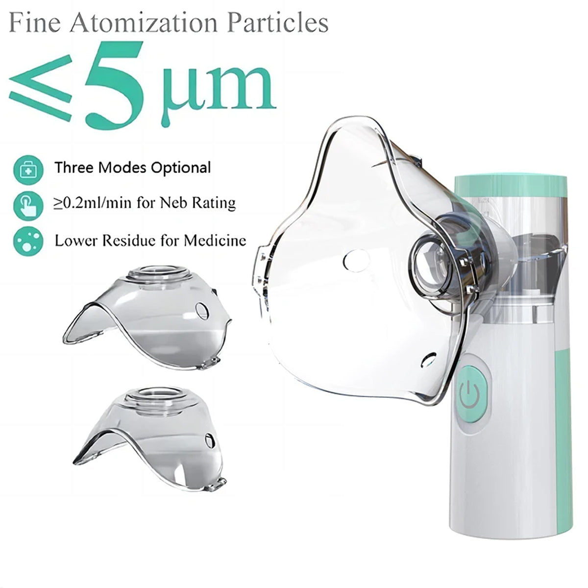 AeroEzex Portable Mesh Nebulizer - Whisper-Quiet, 1-3 Micron Fine Mist, 45° Leak-Proof