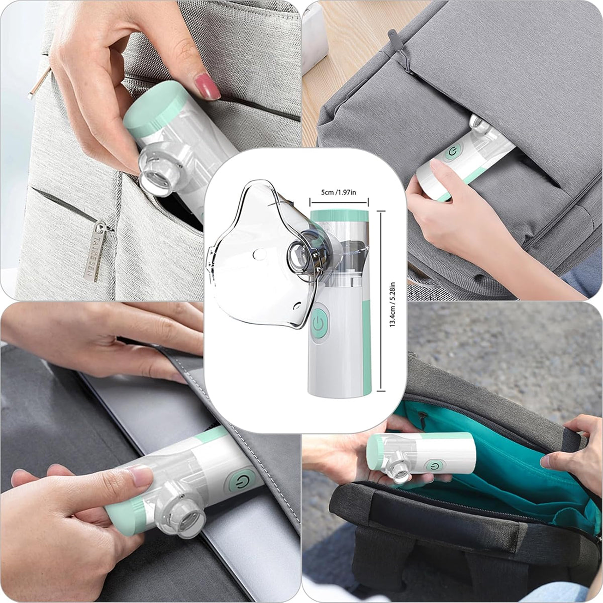 AeroEzex Portable Mesh Nebulizer - Whisper-Quiet, 1-3 Micron Fine Mist, 45° Leak-Proof