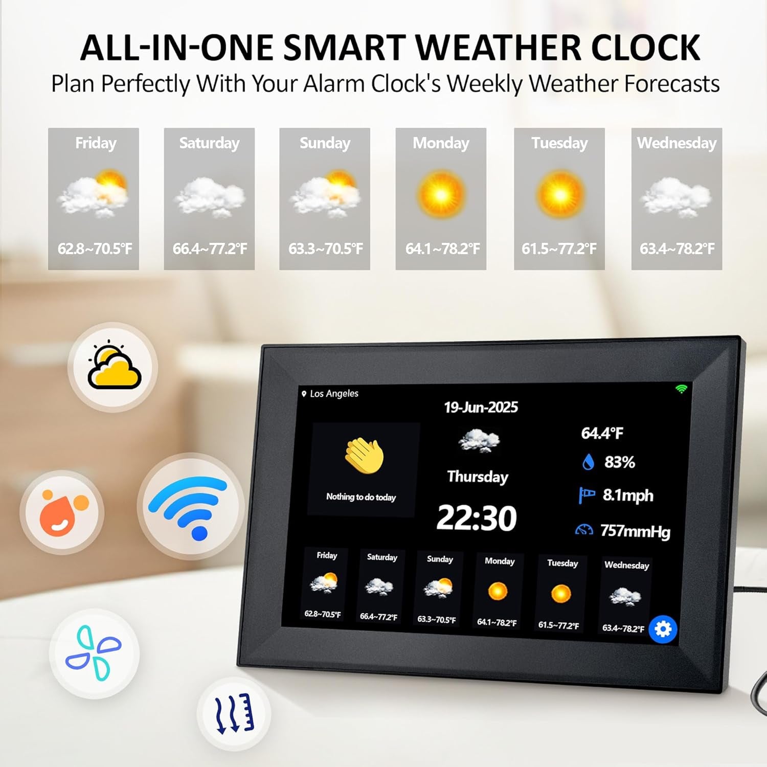 Digital Calendar 10.1-Inch Day Clock for Seniors Medication Alarm