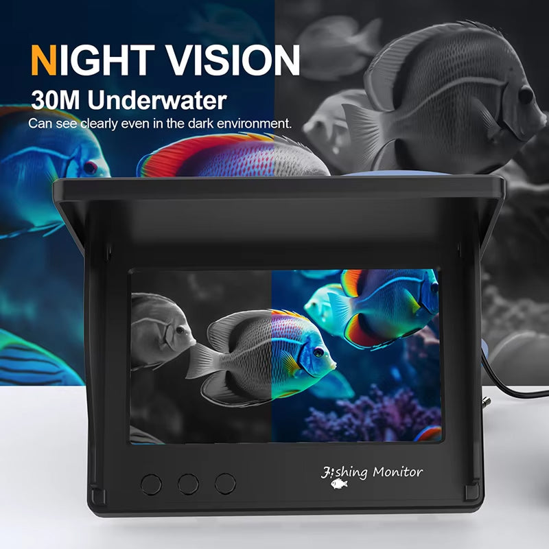 AquaVisee Underwater Fishing Camera 4.3" HD IPS Monitor IP68 Waterproof Night Vision