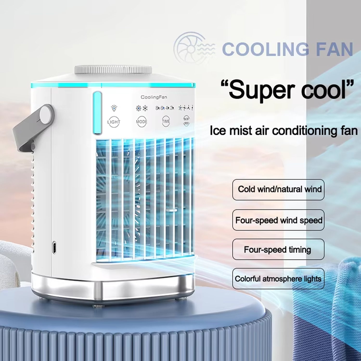 ArcticCori Portable Air Conditioner 700ml USB Personal Air Cooler 4 Speeds for Bedroom and Office