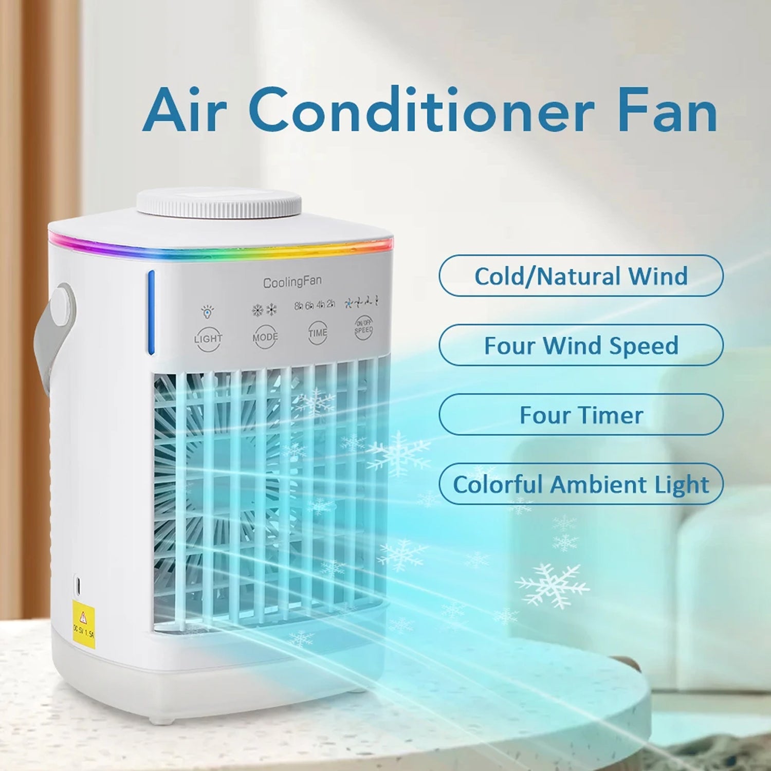 ArcticCori Portable Air Conditioner 700ml USB Personal Air Cooler 4 Speeds for Bedroom and Office