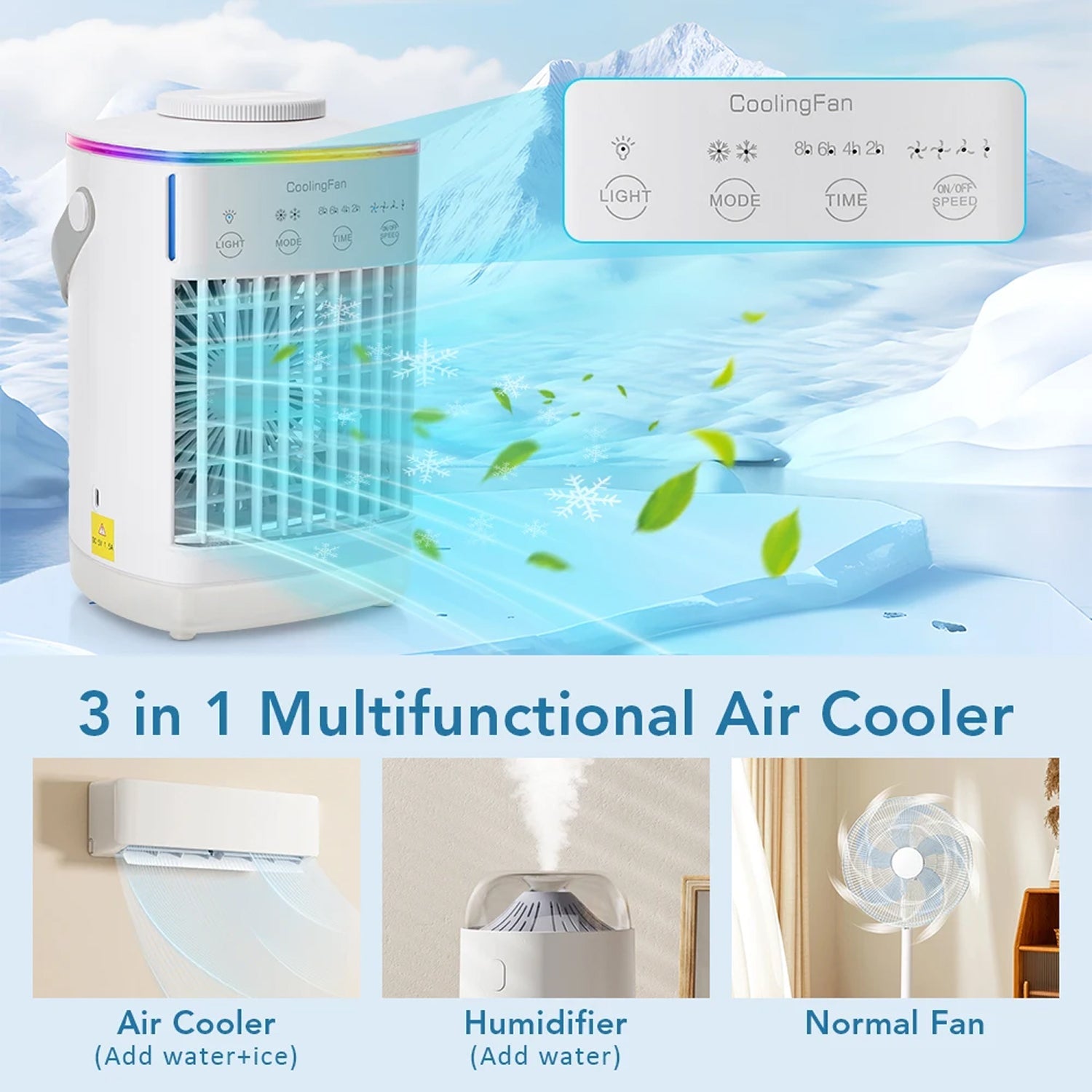 ArcticCori Portable Air Conditioner 700ml USB Personal Air Cooler 4 Speeds for Bedroom and Office