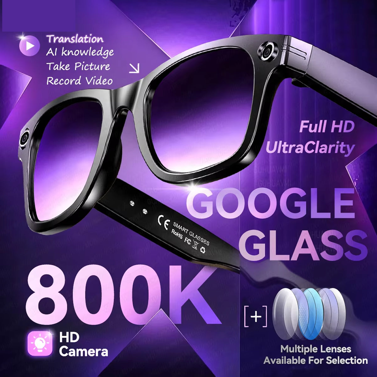 AuraLens AI Glasses - 4K Camera & Real-Time Translation