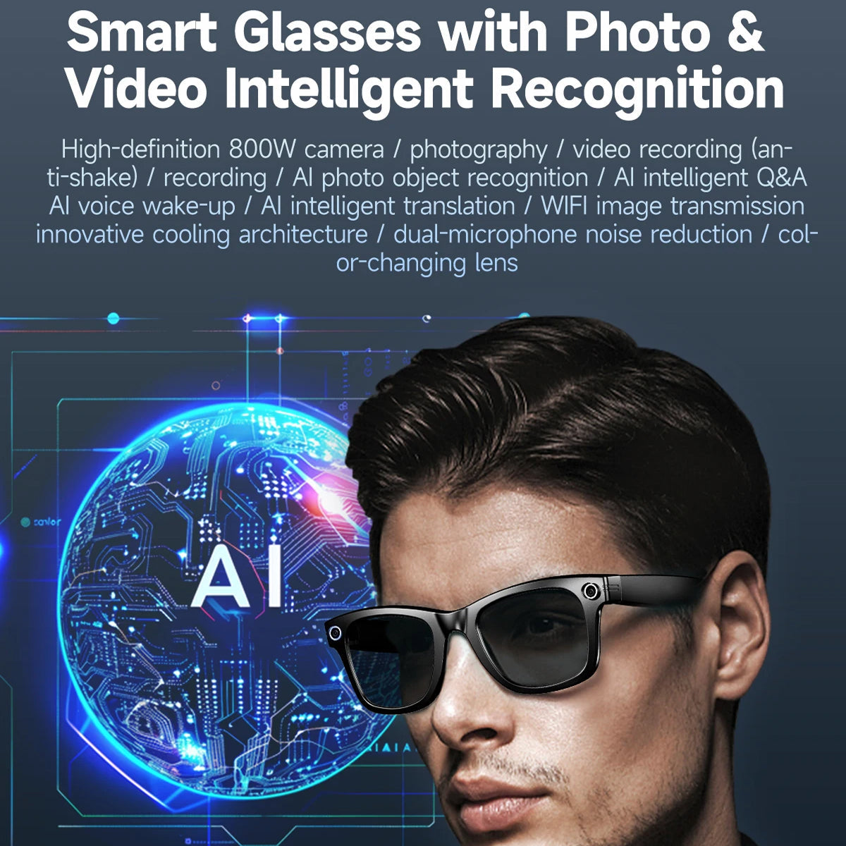 AuraLens AI Glasses - 4K Camera & Real-Time Translation