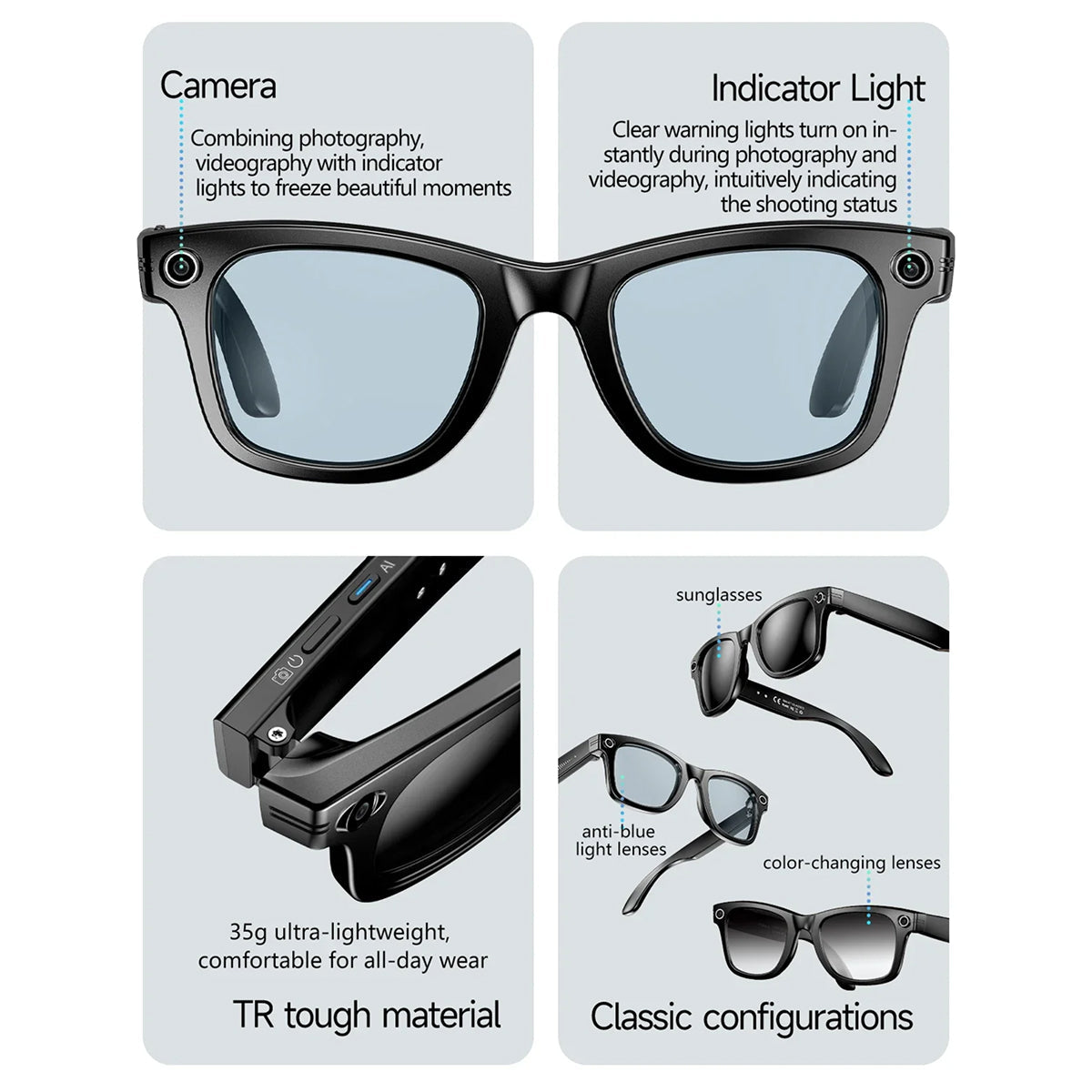 AuraLens AI Glasses - 4K Camera & Real-Time Translation