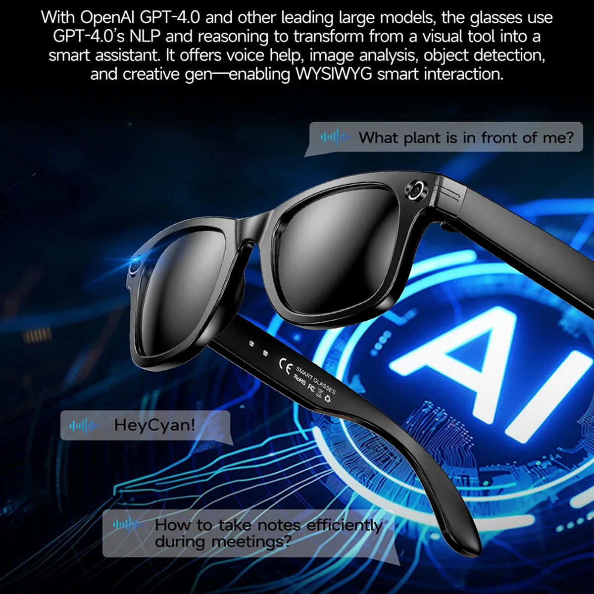 AuraLens AI Glasses - 4K Camera & Real-Time Translation