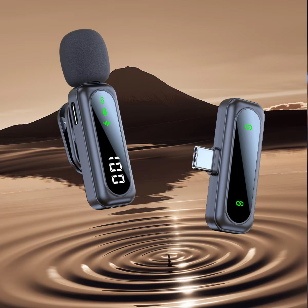 AuziMic Wireless Lavalier Microphone 48KHz/24-Bit Hi-Res AI Noise Cancellation 50m Range