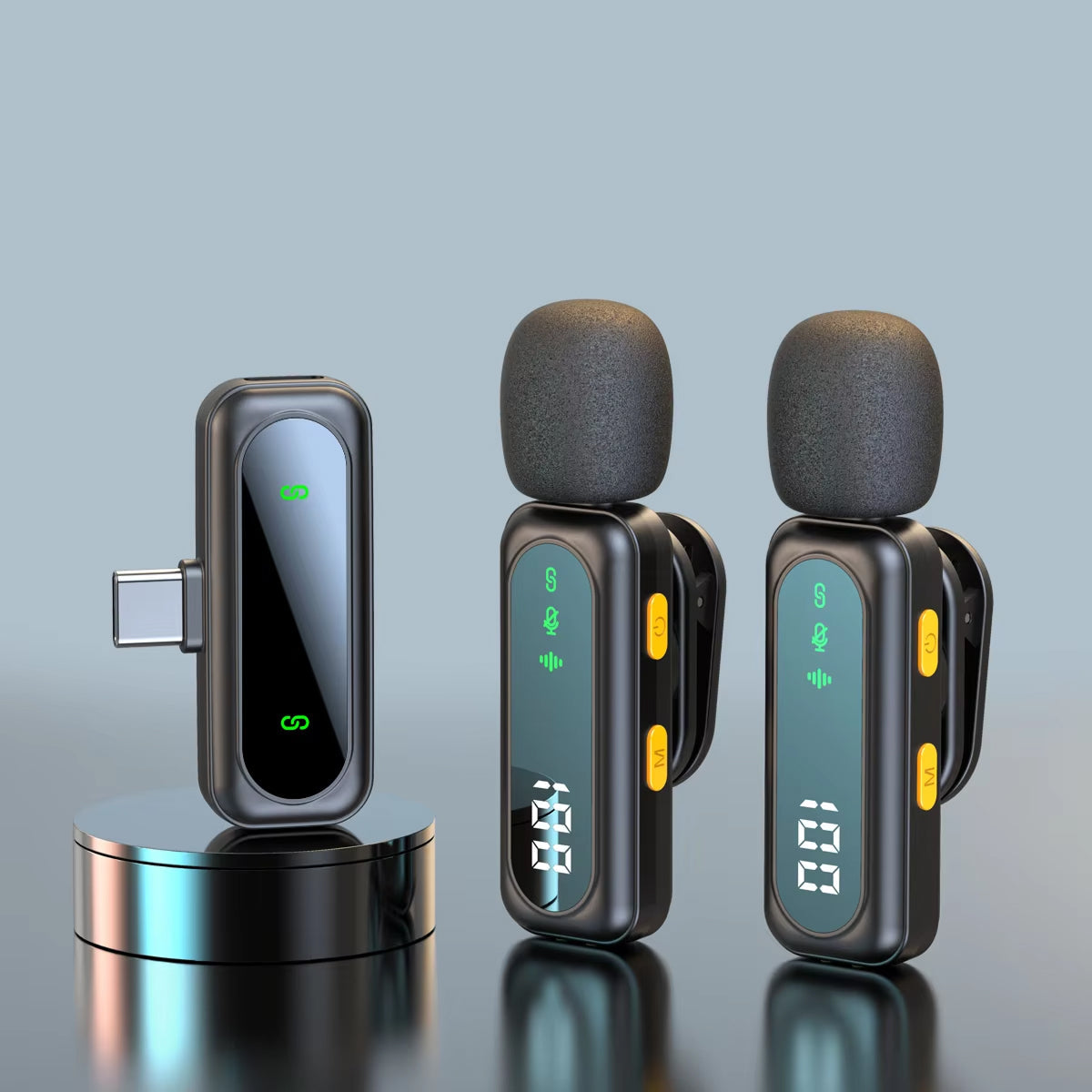 AuziMic Wireless Lavalier Microphone 48KHz/24-Bit Hi-Res AI Noise Cancellation 50m Range