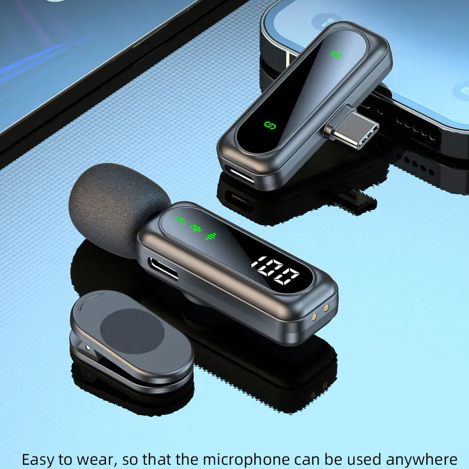 AuziMic Wireless Lavalier Microphone 48KHz/24-Bit Hi-Res AI Noise Cancellation 50m Range
