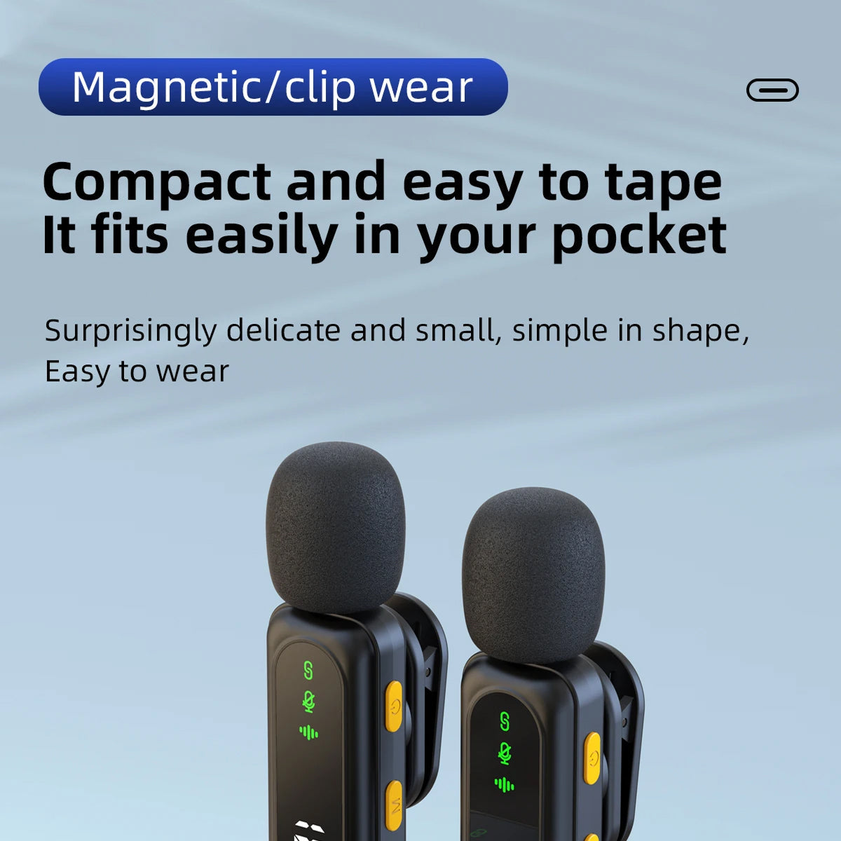 AuziMic Wireless Lavalier Microphone 48KHz/24-Bit Hi-Res AI Noise Cancellation 50m Range