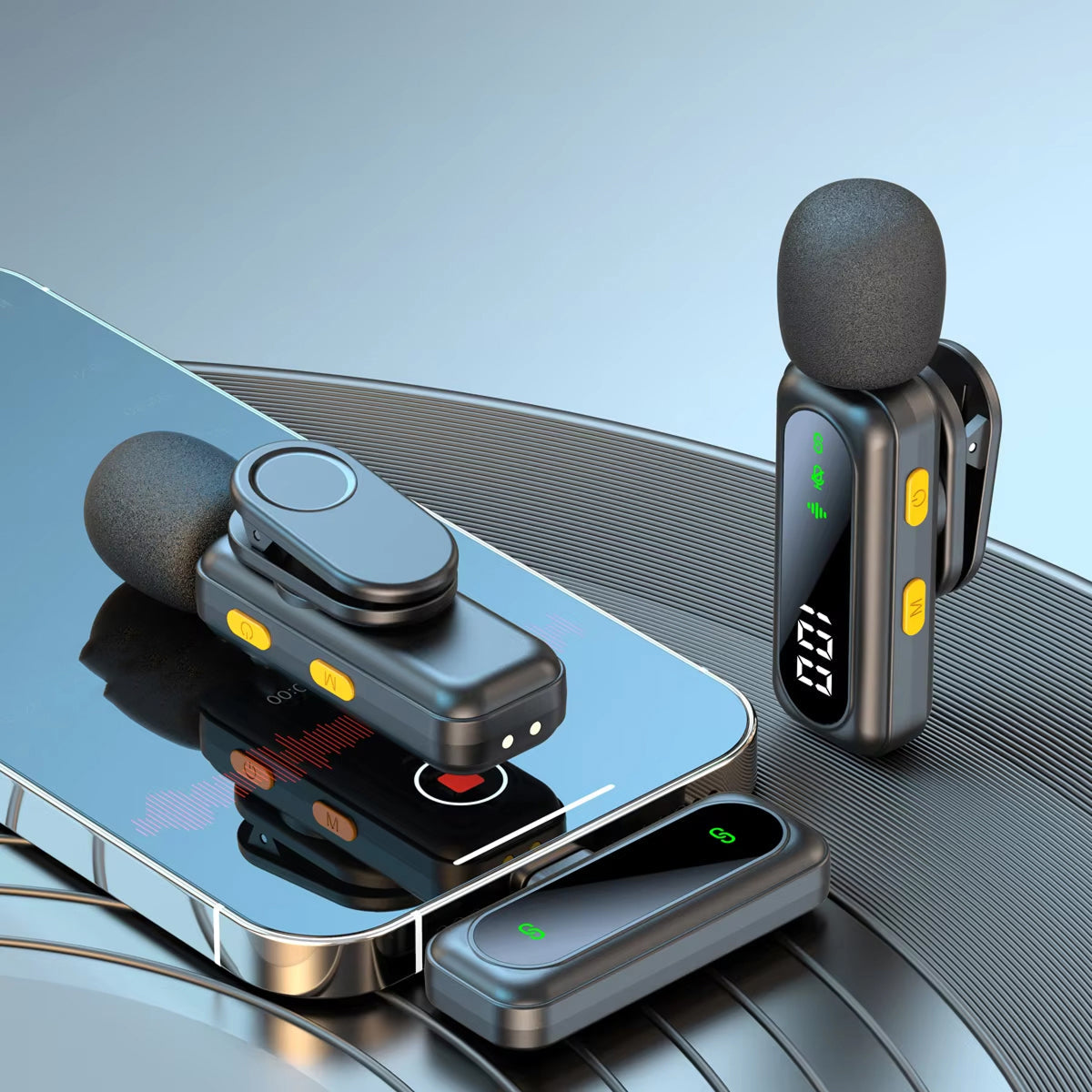 AuziMic Wireless Lavalier Microphone 48KHz/24-Bit Hi-Res AI Noise Cancellation 50m Range