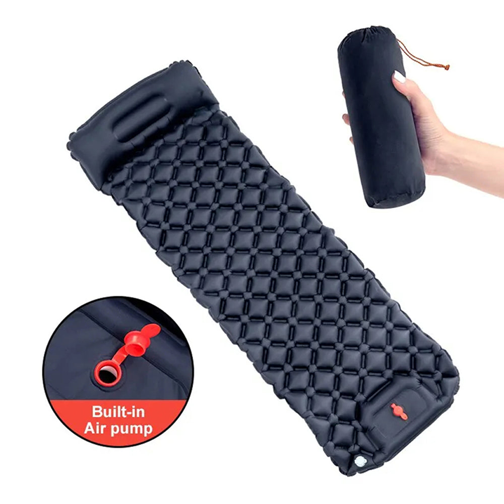BaSlipix Backpacking Sleeping Pad with Integrated Foot Pump and Built-in Pillow
