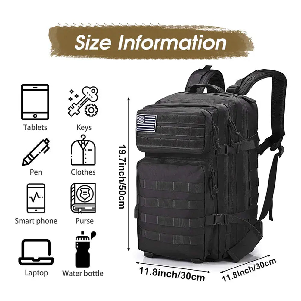 BagForis 50L Tactical Backpack 900D Oxford Waterproof Military MOLLE Rucksack